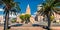 Panoramic summer cityscape of Bastia town with Iglesia Catholic church on background.