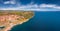 Panoramic summer view from flying drone of Marina di Portopiccolo town,Trieste location, Italy
