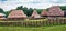 Panoramic summer view of traditional romanian peasant houses. Captivating rural scene of Transylvania, Romania, Europe. Beauty of