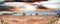 Panoramic sunet view of Monument Valley scenario from visitor ce