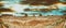 Panoramic sunet view of Monument Valley scenario from visitor ce