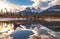 Panoramic Sunny Reflections At The Three Sisters Mountains