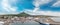 Panoramic sunset aerial view of Husavik port in Northern Iceland, the city is famous for whales tours