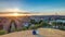 Panoramic sunset timelapse View of Madrid, Spain. Photo taken from the hills of Tio Pio Park, Vallecas-Neighborhood.