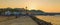 Panoramic sunset view Ischia street with colourful houses, Italy