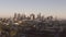 Panoramic sweeping view of downtown Los Angeles at sunset