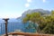Panoramic terrace with a telescope high above the sea in Capri, Capri Island, Italy