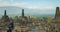 Panoramic timelapse of sunrise in Borobudur Buddhist temple