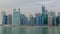 Panoramic timelapse view of business bay and downtown area of Dubai reflection in a river.