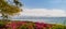 Panoramic top view of the sea of Galilee from the Mount of Beatitudes, Israel