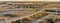 Panoramic top view stack highway viaduct with traffic near Dallas, America