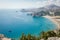 Panoramic top view of Tsampika beach, Greece