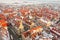 Panoramic top view on winter medieval town within fortified wall. Nordlingen, Bavaria, Germany.