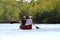 Panoramic Tourists kayaking in mangrove forest in Everglades National park - Floridaa of lake in Everglades National park