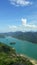 Panoramic of tropical fiord in Paraty, Rio de Janeiro, Brazil, from the Pao de Acucar peak in Saco do Mamangua