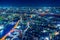 Panoramic urban city skyline aerial view under twilight sky and neon night in tokyo, Japan