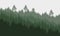 Panoramic vector illustration of a forest under a overcast gray