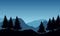 Panoramic vector illustration of mountain landscape with trees