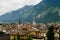 Panoramic veiw on Trento with green montains as a background