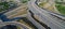 Panoramic vertical aerial view interstate 69 highway downtown Ho