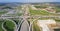 Panoramic vertical view Katy freeway Interstate 10 with clear bl