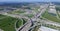 Panoramic vertical view Katy freeway Interstate 10 with clear bl