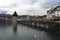 Panoramic vew of the older wooden bridge of Europe in Lucerne Sw