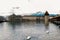 Panoramic vew of the older wooden bridge of Europe in Lucerne Sw