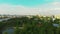 Panoramic video from a drone in the center of Moscow, Aerial shooting in the city center, a beautiful view of the park