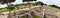 Panoramic view 180 degree in the excavation ruins at Ostia Antica - from the Decumanus Maximus to the gym of Neptune thermal