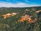 Panoramic view from above on Abstract Rustrel canyon. Colorado Provencal, France