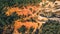 Panoramic view from above on Abstract Rustrel canyon. Colorado Provencal, France