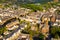 Panoramic view from above on the city Espalion and river Lot