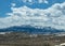 Panoramic view of Absaroka mountain range, a subrange of the Rockies. Landscape view from Cody, Wyoming.