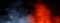 Panoramic view abstract blue and orange smoke steam moves on black background texture . The concept of aromatherapy. Stock