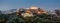 Panoramic view of Acropolis hill at night, Athens, Greece