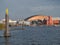 A panoramic view across Cardiff Bay in Wales, UK, on a sunny day.