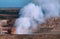 Panoramic view of active Kilauea volcano crater