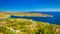 Panoramic view of Adriatic coast with The Primosten town in Croa