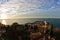 Panoramic view of adriatic sea and city of Piran in Istria
