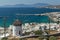 Panoramic view of Aegean sea and island of Mykonos, Greece
