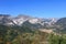 Panoramic view of Alpi Apuane mountain chain in Tuscany, Italy