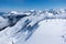 Panoramic view of Alps from mountain above Kitzbuhel, Austria