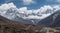 Panoramic view of Ama Dablam and Kangtega mountain peak from Thu