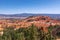 Panoramic view of amazing hoodoos sandstone formations in scenic Bryce Canyon National Parkon on a sunny day.