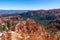 Panoramic view of amazing hoodoos sandstone formations in scenic Bryce Canyon National Parkon on a sunny day.