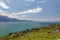 Panoramic view of the amazing Lake Geneva. Country houses surrounded by green vineyards. Area near Mont Pelerin - mountain of the