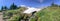 Panoramic view of amazing Mount Rainier landscape in summer seas