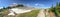 Panoramic view of amazing Mount Rainier landscape in summer seas