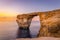 Panoramic View of Amazing Sunset over the Sea near Azure Window using as Wallpaper or Nature Background, Gozo, Malta